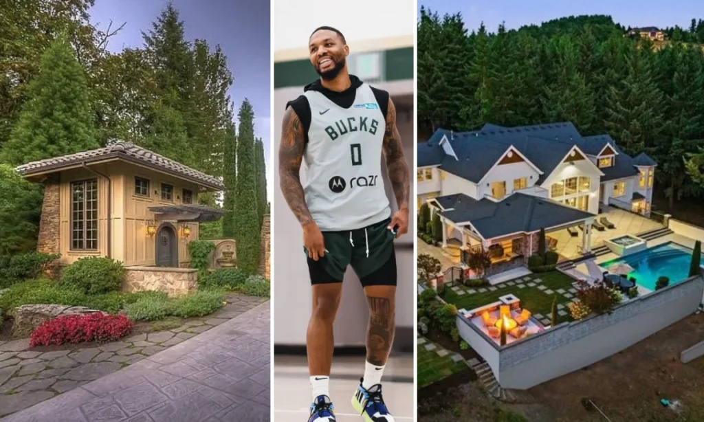 A view of Damian Lillard's former 15,000-square-foot Northwest contemporary estate on the Willamette River in West Linn, Oregon