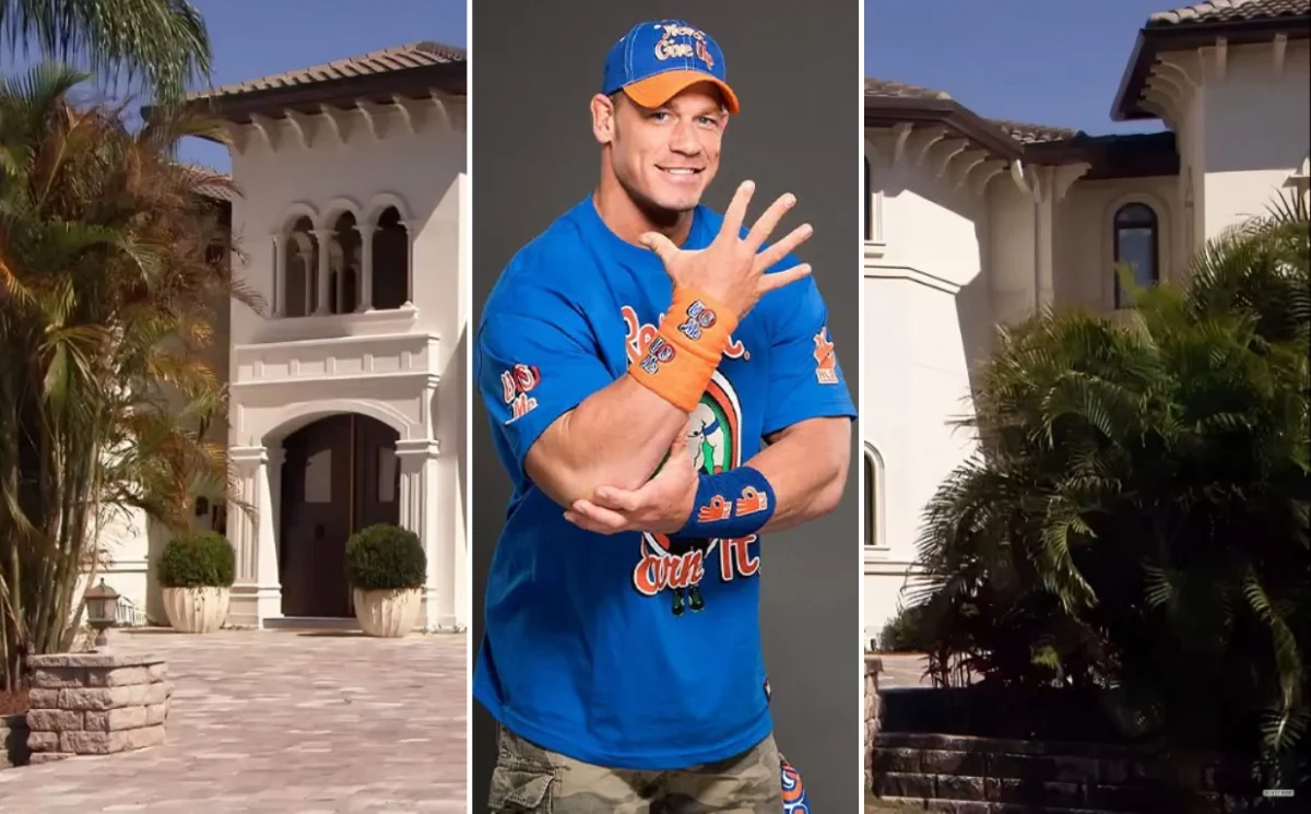 Inside view of John Cena's luxury house during a home tour showing modern living space and elegant interior design
