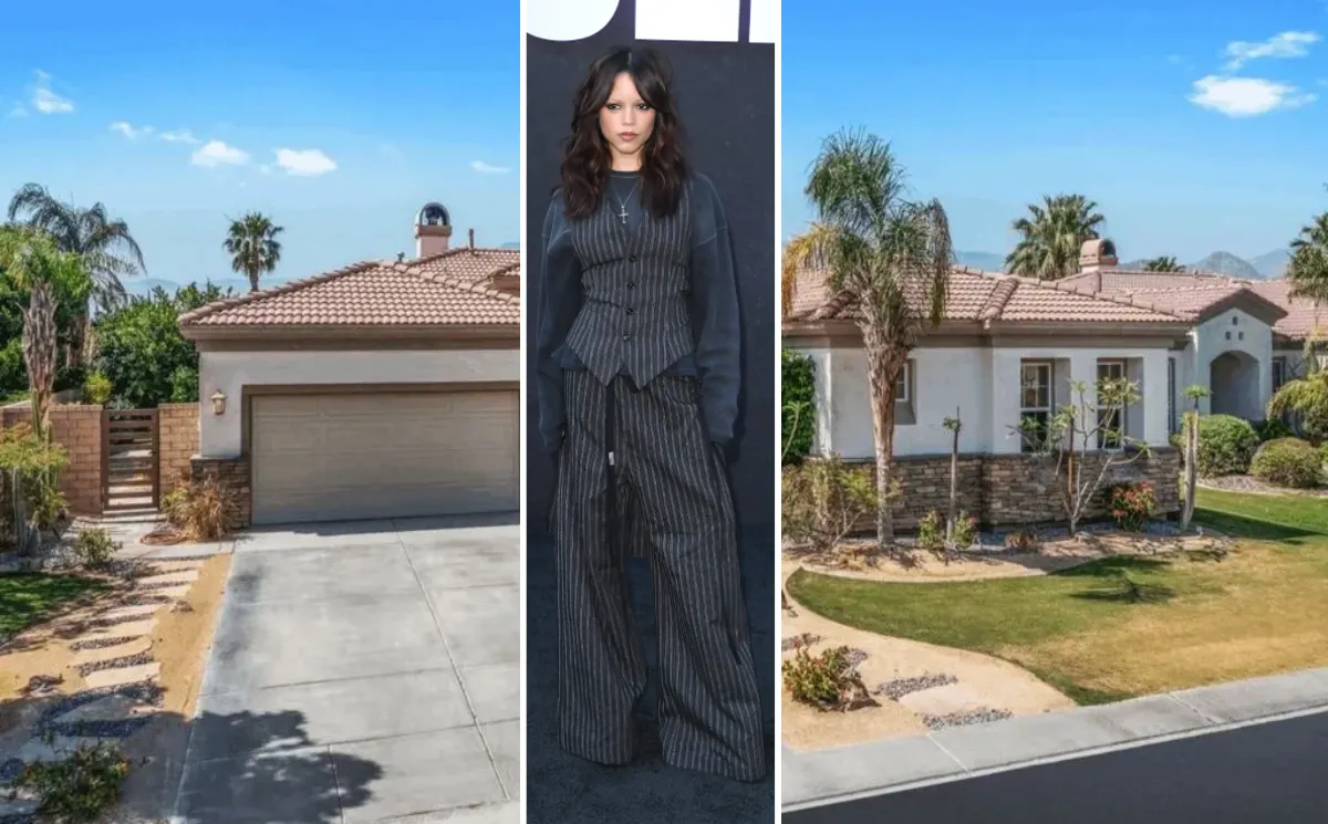Jenna Ortega house tour featuring her family home in La Quinta and her minimalist white living room