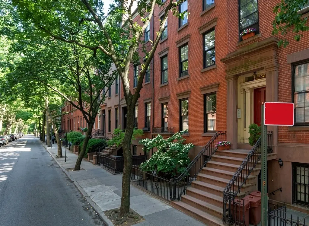 The elegant facade of Sarah Jessica Parker and Matthew Broderick's historic townhouse in New York City's West Village.