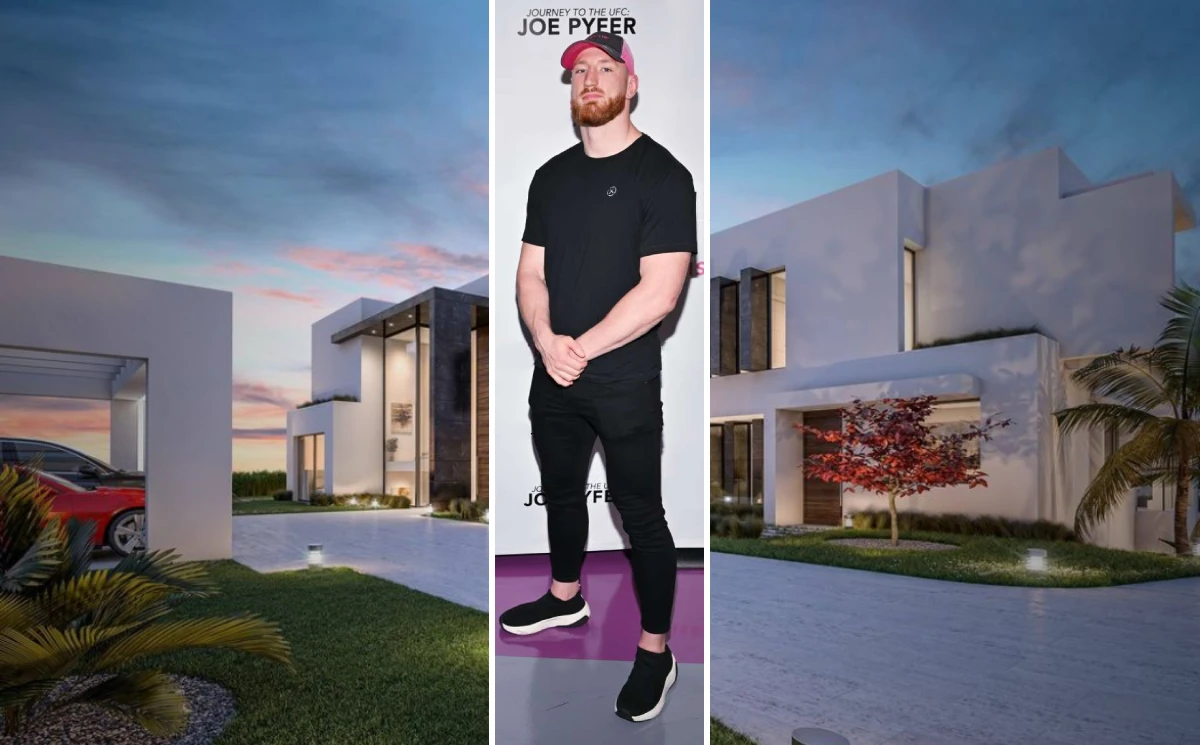 Joe Pyfer standing outside his house, a UFC middleweight fighter who was helped by Dana White with rent for a year after the Contender Series.