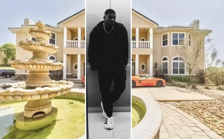 Aerial location map and front exterior view of Tyreek Hill's $7.7 million mansion in Southwest Ranches, Florida, situated near Hard Rock Stadium in Broward County.