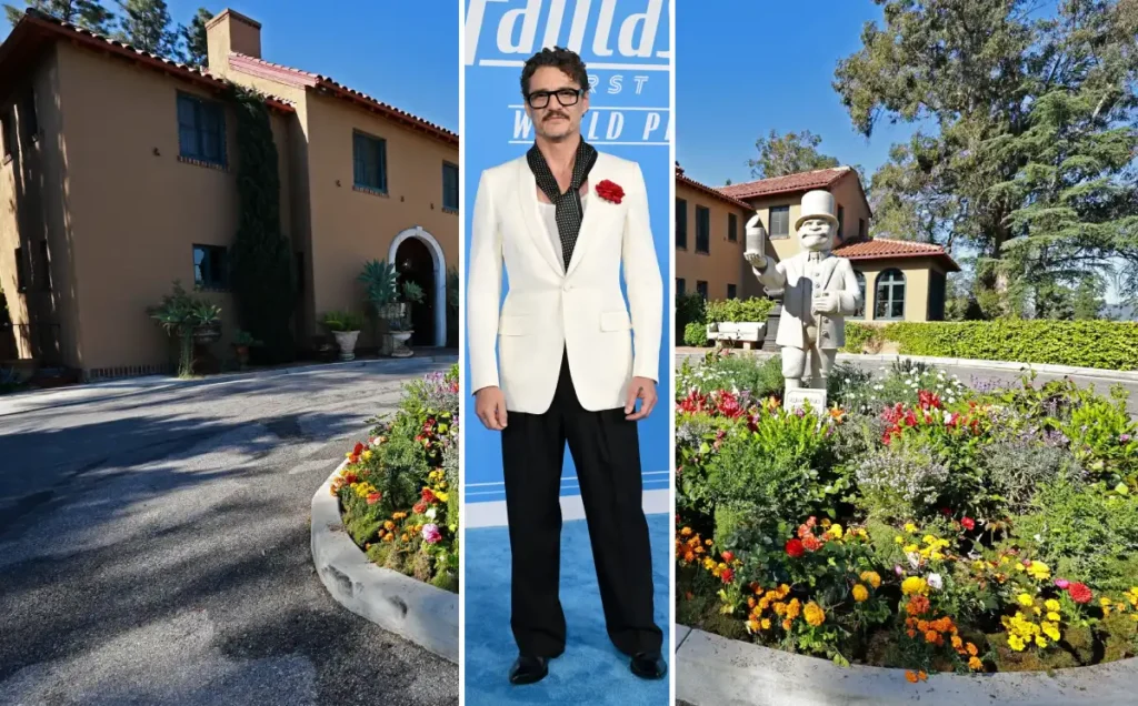 Pedro Pascal house location – exterior view of his vintage 1940s Los Angeles apartment with Mediterranean-style charm