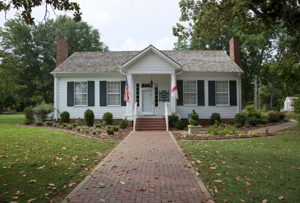 The front of Ivy Green, the 1820 main house at the Helen Keller birthplace in Tuscumbia, Alabama